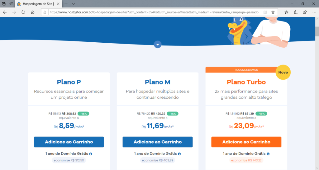 Hospedagem de Site com Domínio Grátis - HostGator